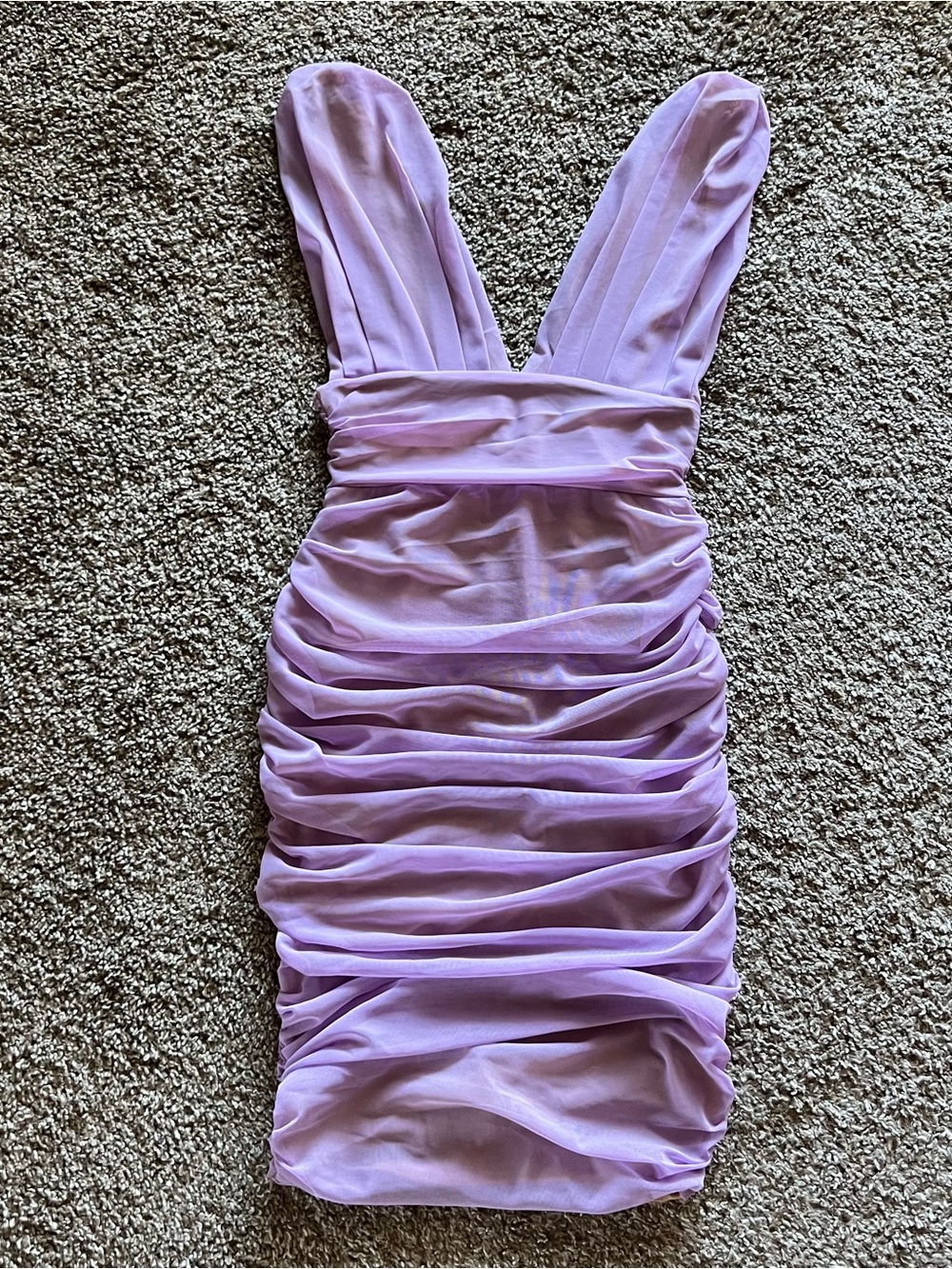 Lilac Ruched V-Neck Bodycon Dress